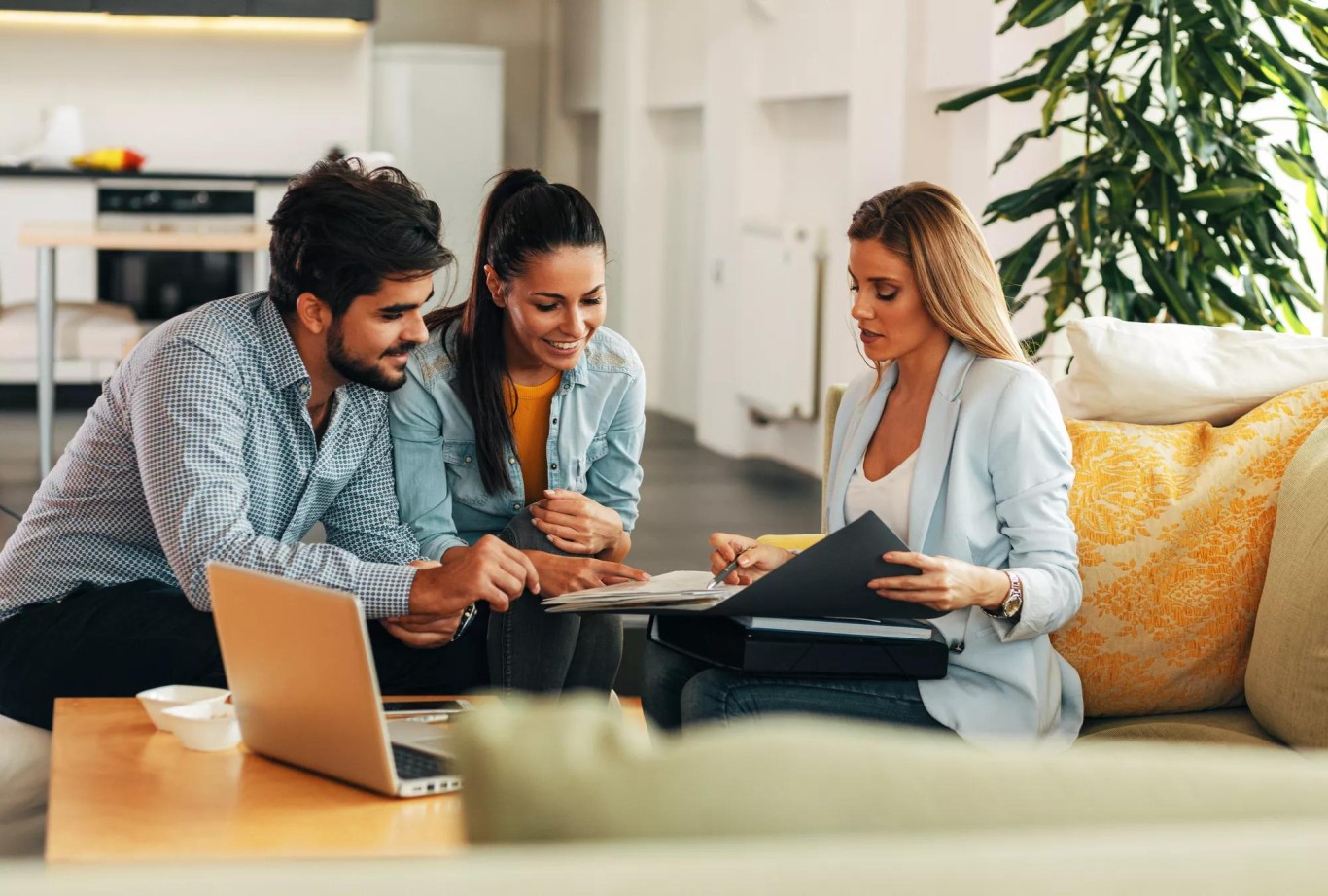 Couple reviewing documents